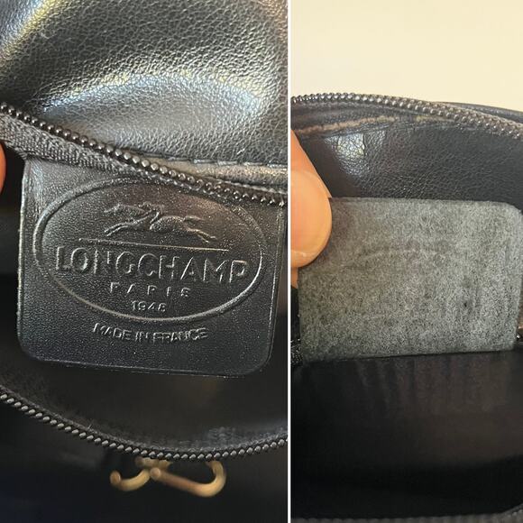 Longchamp Vintage Le Foulonné Black Leather Crossbody Bag Y2K 2000s Era France - Picture 2 of 10